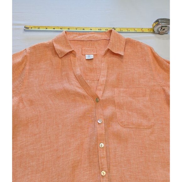 Sigrid Olsen 100% Linen Long Sleeve Women's Button Shirt Coral/Orange *Size M - Picture 8 of 10